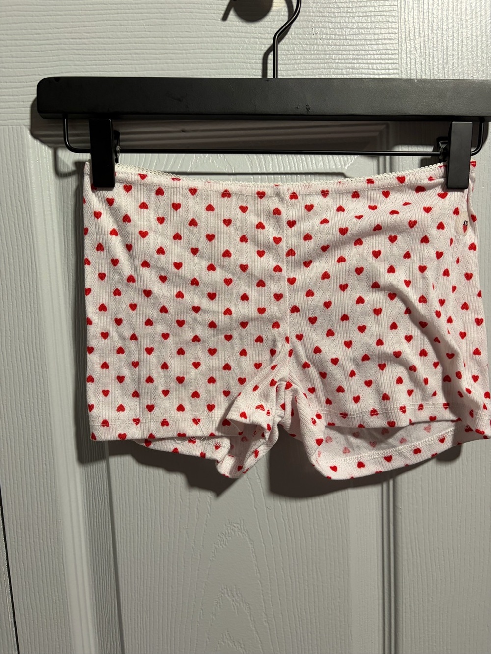 Women's White Shorts with Red Heart Print